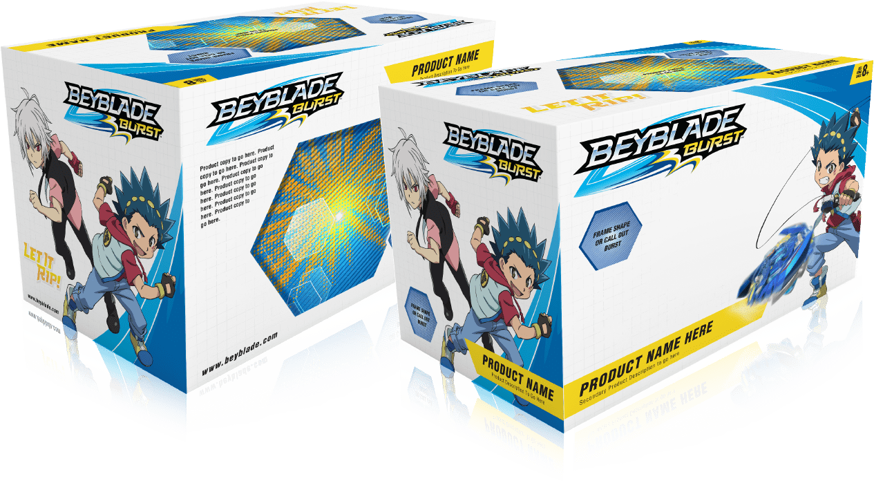 Beyblade Burst closed box packaging example.