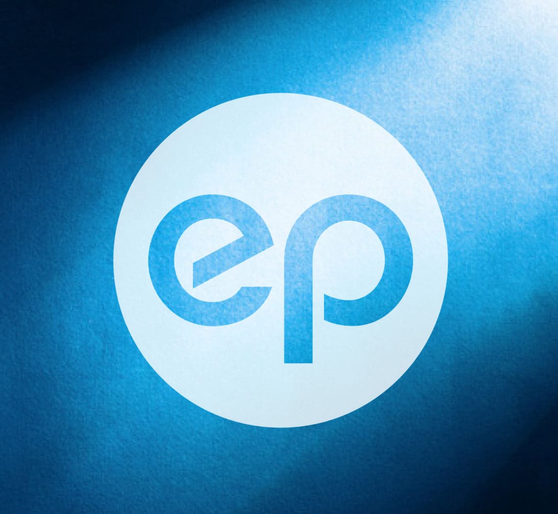 EP logo for corporate brand identity licensing style guide.