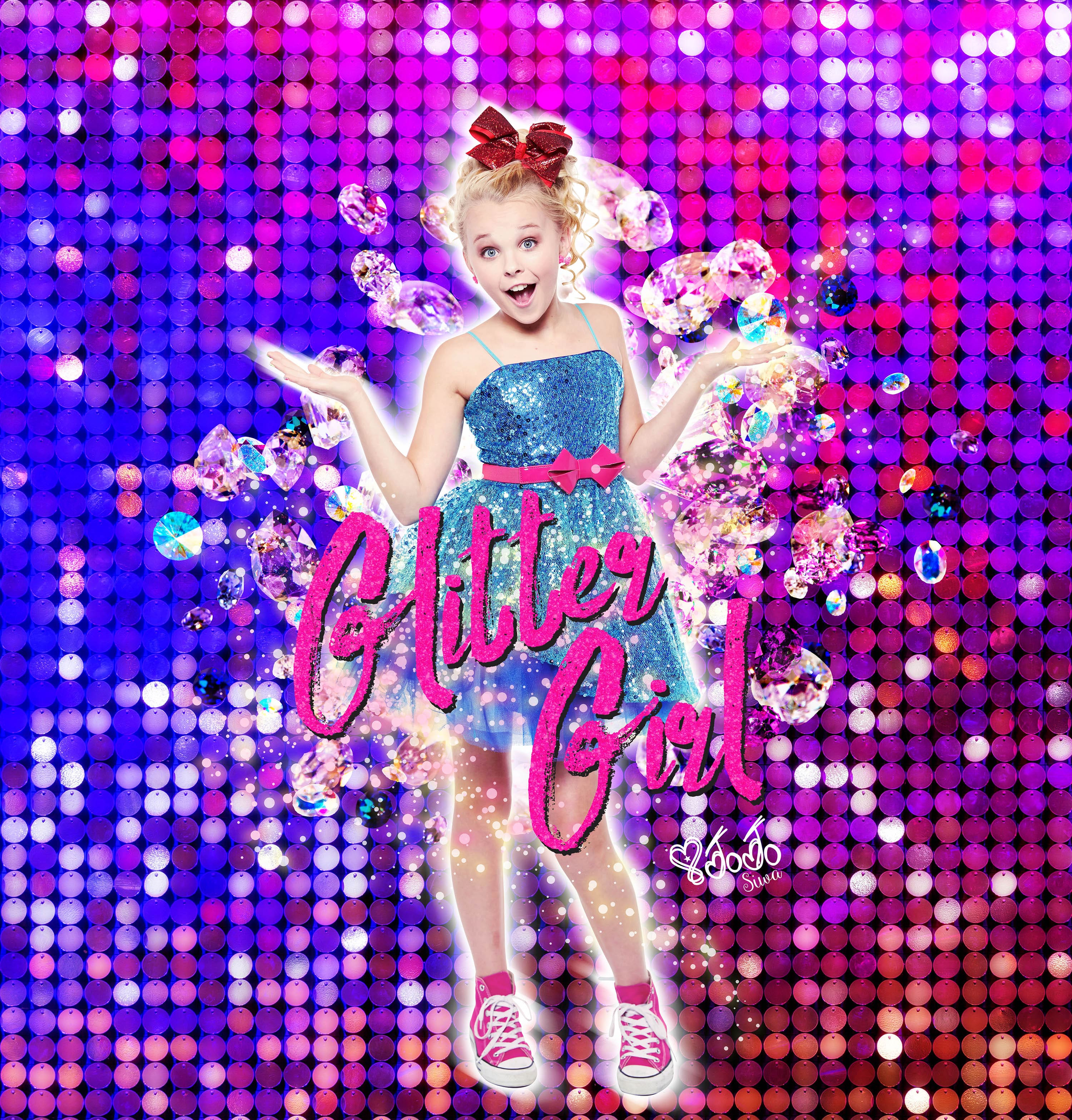 Nickelodeon Girls' Jojo Siwa Glitter Accented Character Saying T