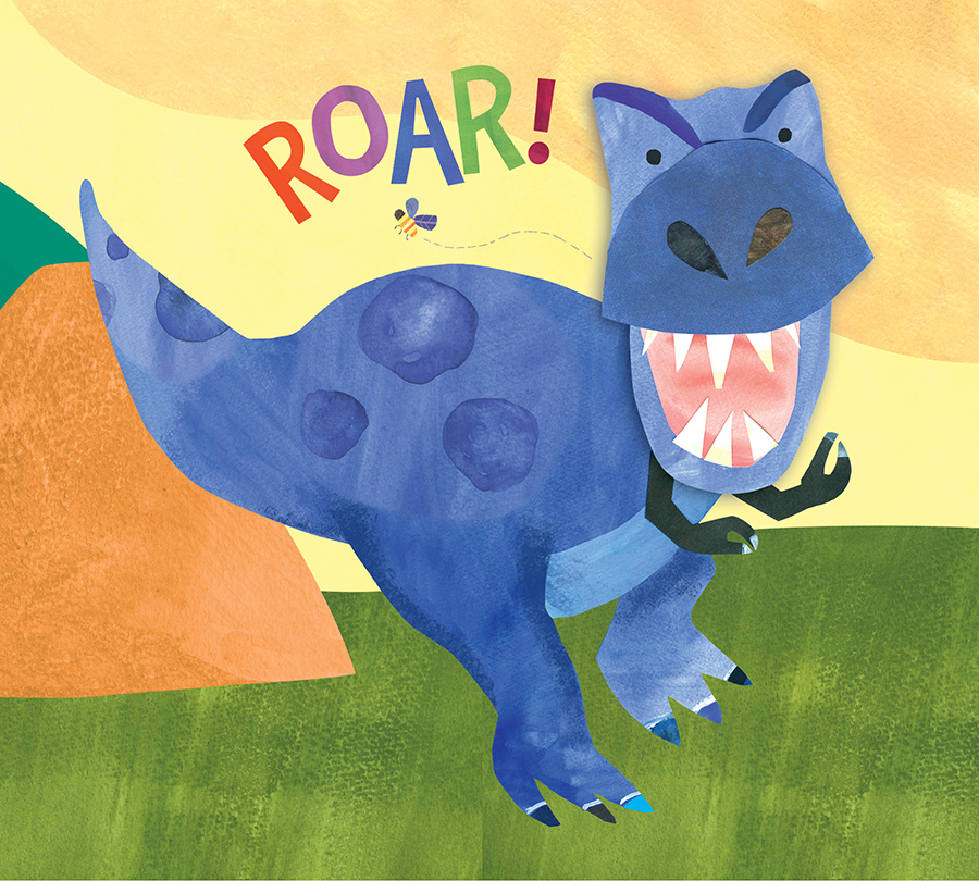 "Roar!" illustrated T-Rex for children's board book series brand licensing style guide.