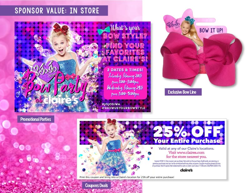 JoJo Siwa Celebrity Brand Partnerships Claires Ads Bows