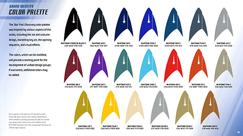 Star Trek Discovery Brand Licensing Style Guide Color Palette