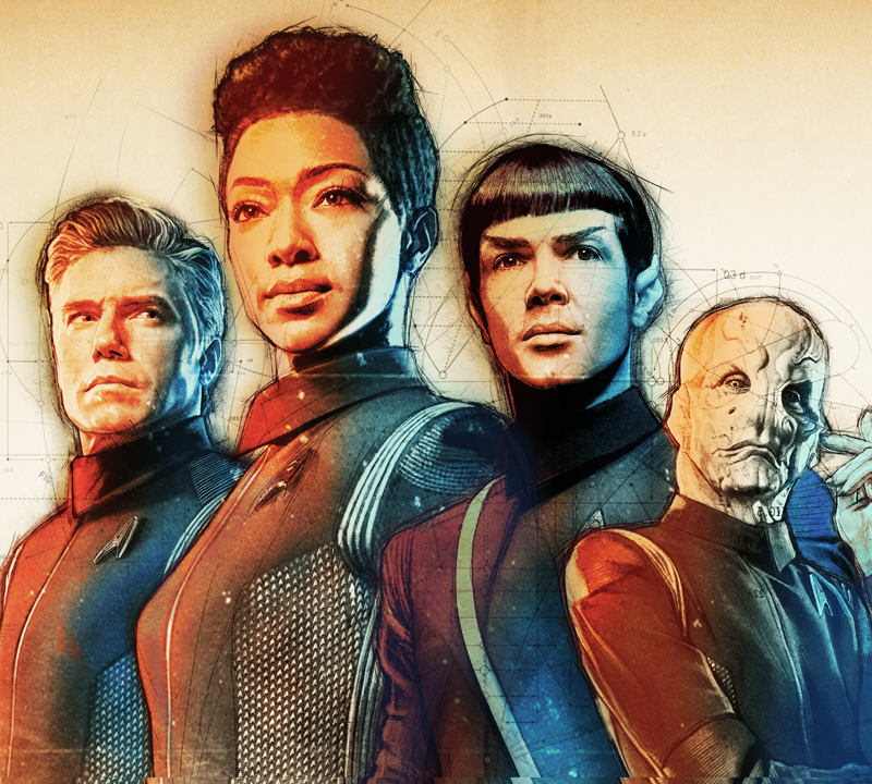 Illustrated characters of Star Trek: Discovery for television series entertainment brand licensing style guides.