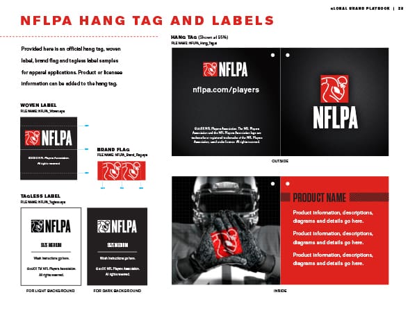 NFLPA Brand Style Guide Hang Tag and Labels