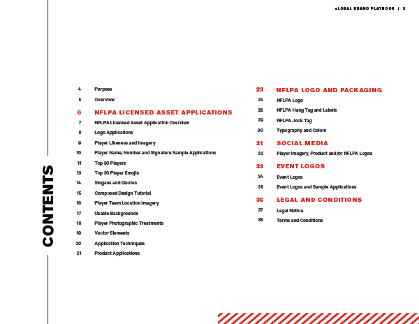 NFLPA Brand Style Guide Contents