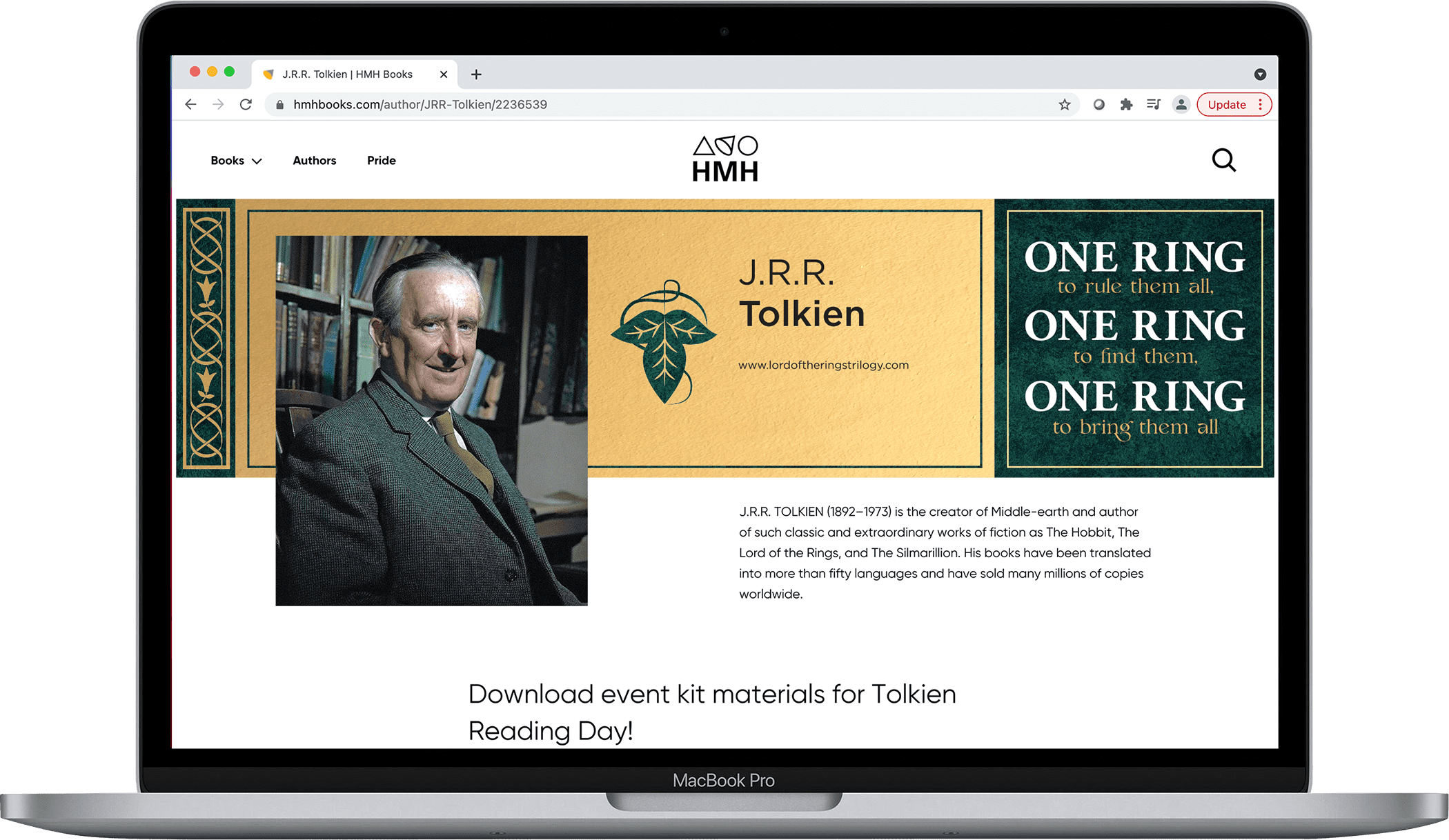 Tolkien Webpage Author Bio Example