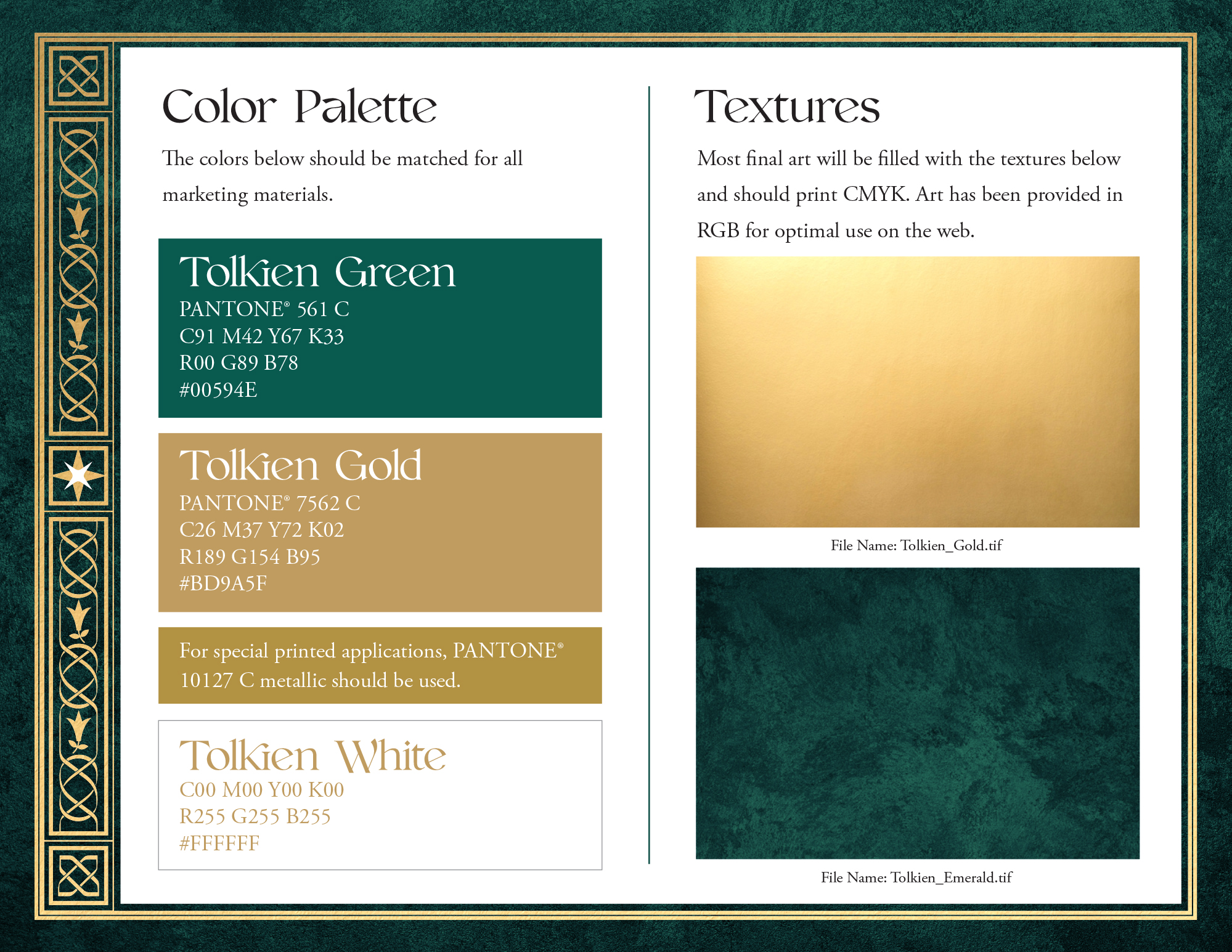 Tolkien Marketing Guidelines Colors and Textures