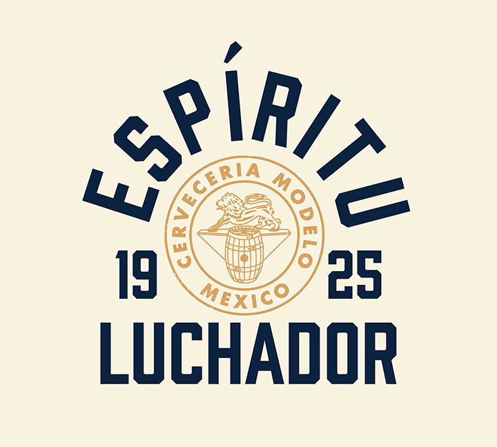 Portfolio: "Espiritu Luchador 1925" design for Modelo beer brand licensing style guide.
