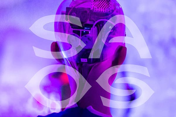 Portfolio: SAOS logo over Sophia the Robot for brand identity and licensing style guide.